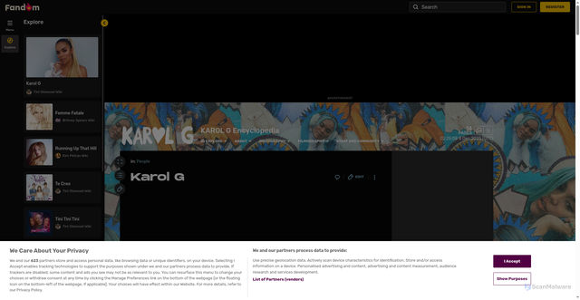 Security scan screenshot of https://karol-g.fandom.com/wiki/Karol_G