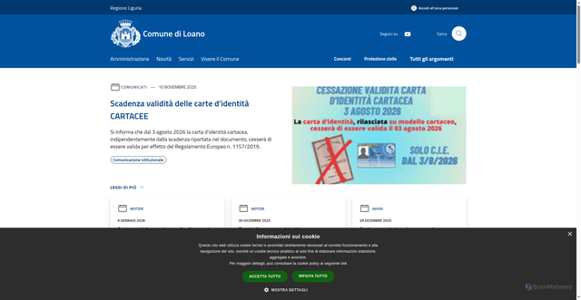 Security scan screenshot of https://comune.loano.sv.it/it
