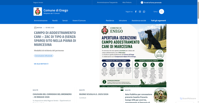 Security scan screenshot of https://www.comune.enego.vi.it