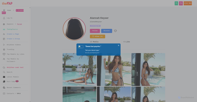 Security scan screenshot of https://es.thefap.net/alannah-keyser-570510/