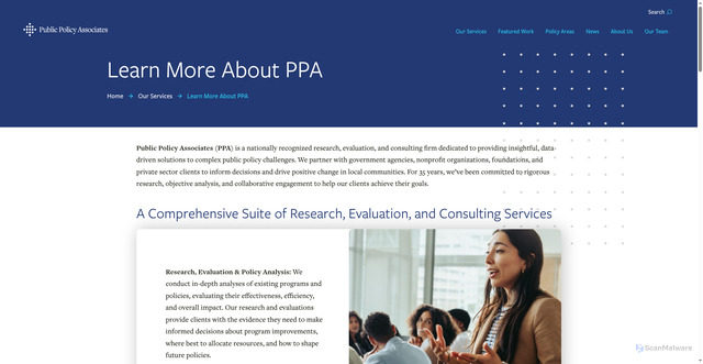 Security scan screenshot of https://publicpolicy.com/our-services/learn-more-about-us/