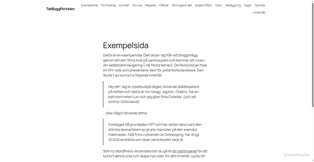 Security scan screenshot of https://takbyggportalen.se