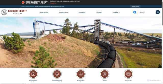 Security scan screenshot of https://bighorncountymt.gov/