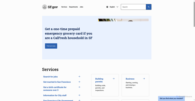 Security scan screenshot of https://www.sf.gov/