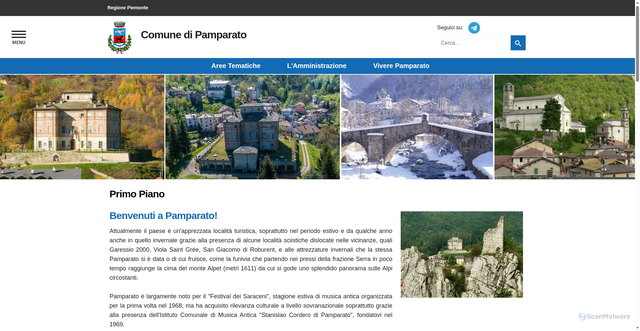 Security scan screenshot of https://www.comune.pamparato.cn.it