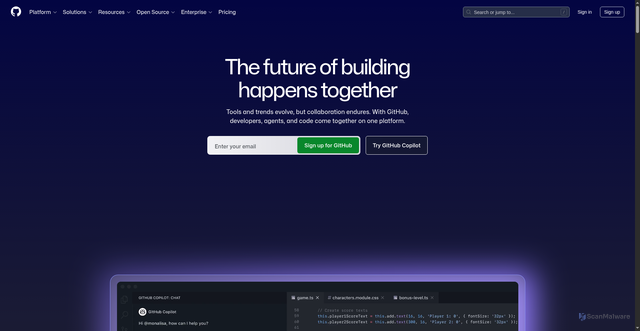 Security scan screenshot of https://github.com/