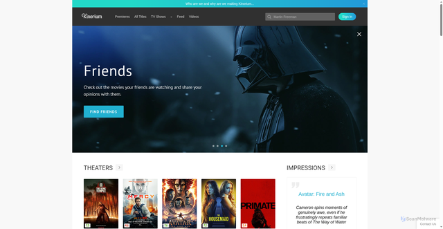 Security scan screenshot of https://kinorium.com