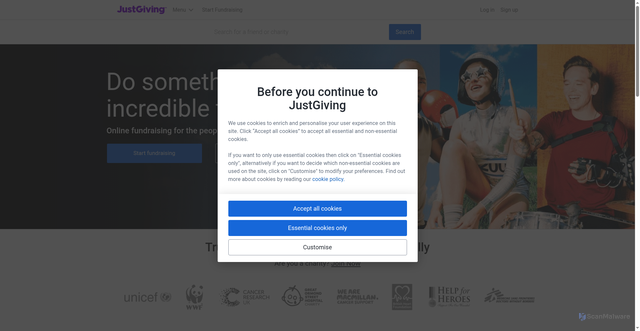 Security scan screenshot of https://www.justgiving.com/