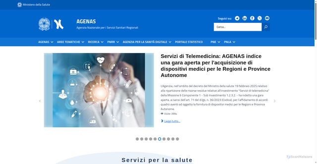 Security scan screenshot of https://www.agenas.it