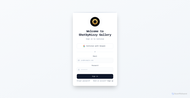 Security scan screenshot of https://shotbyhizzy.com/login