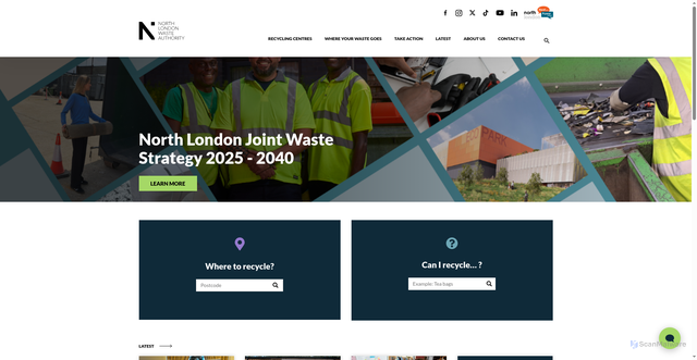 Security scan screenshot of https://www.nlwa.gov.uk/