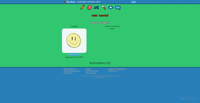 Security scan screenshot of https://flipanim.com/profile?name=JosephS