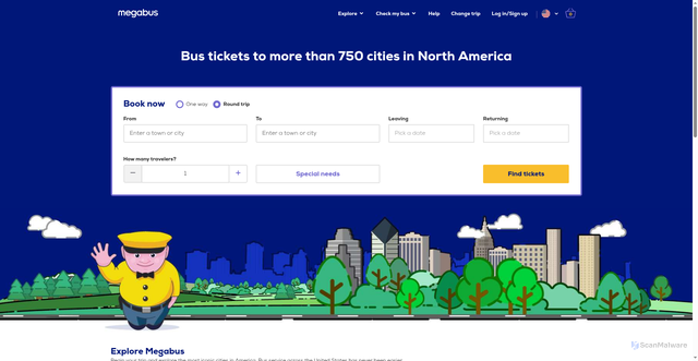 Security scan screenshot of https://us.megabus.com/