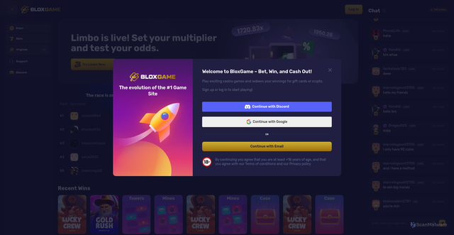 Security scan screenshot of https://bloxgame.com/