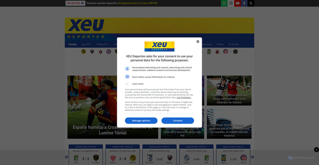 Security scan screenshot of https://www.xeudeportes.mx