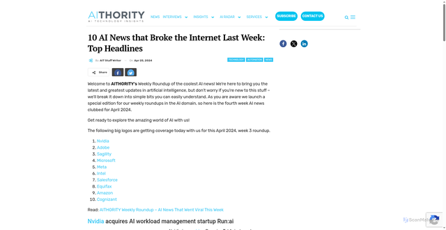 Security scan screenshot of https://aithority.com/technology/10-ai-news-that-broke-the-internet-last-week-top-headlines/