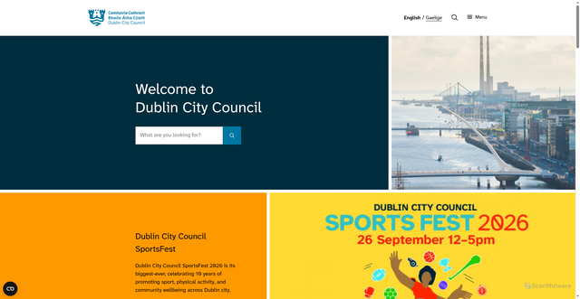 Security scan screenshot of https://www.dublincity.ie/