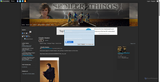 Security scan screenshot of https://spoilerthings.forumotion.com/t152-charlie-heaton