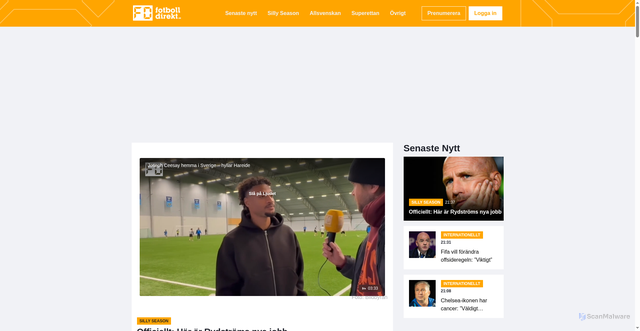Security scan screenshot of https://fotbolldirekt.se/silly-season/officiellt-har-ar-rydstroms-nya-jobb/