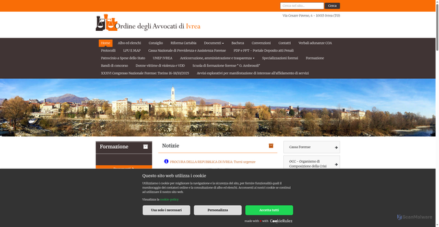 Security scan screenshot of https://www.ordineavvocativrea.it/