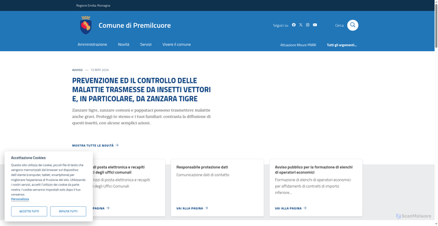 Security scan screenshot of https://www.comune.premilcuore.fc.it