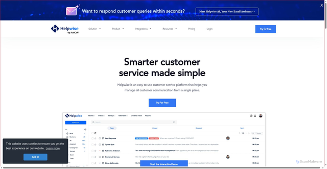 Security scan screenshot of https://helpwise.io
