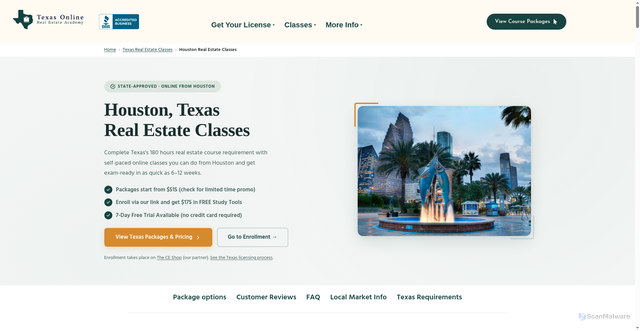 Security scan screenshot of https://texasonlinerealestateacademy.com/?p=5147