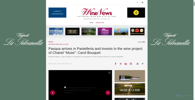Security scan screenshot of https://winenews.it/en/pasqua-arrives-in-pantelleria-and-invests-in-the-wine-project-of-chanel-muse-carol-bouquet_570632/