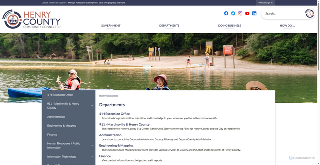 Security scan screenshot of https://www.henrycountyva.gov/149/Departments
