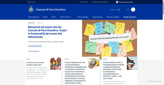 Security scan screenshot of https://www.comune.faravicentino.vi.it/