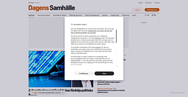 Security scan screenshot of https://kommunbaromtern.nu