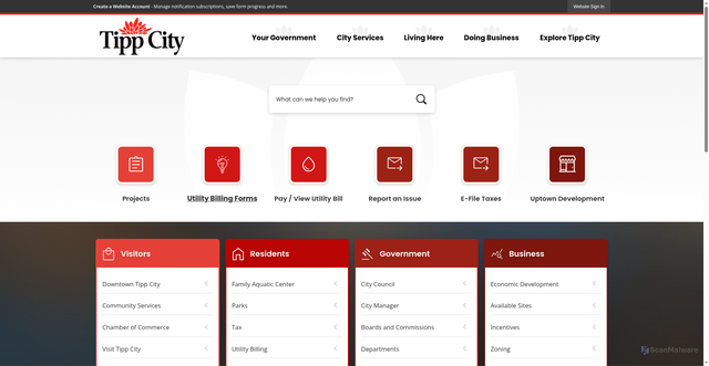 Security scan screenshot of https://tippcityohio.gov/