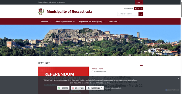 Security scan screenshot of https://www.comune.roccastrada.gr.it/it-it/home