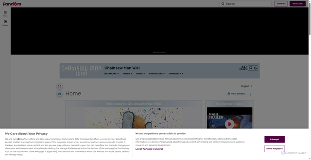 Security scan screenshot of https://chainsaw-man.fandom.com/wiki/Chainsaw_Man_Wiki