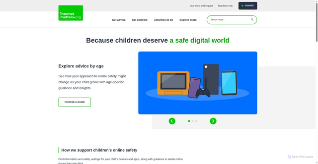 Security scan screenshot of https://internetmatters.org