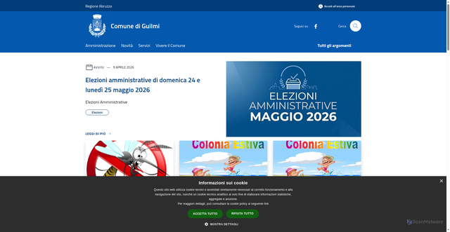 Security scan screenshot of https://www.comune.guilmi.ch.it
