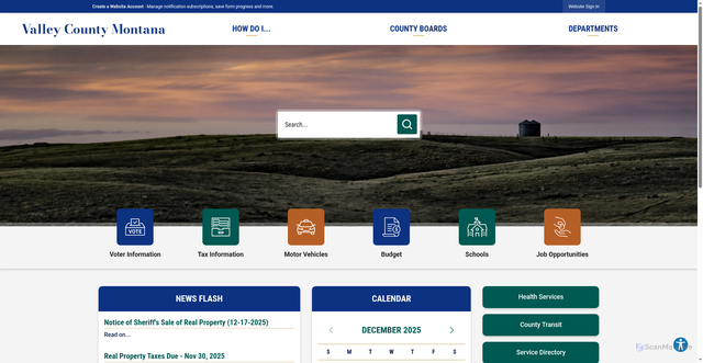Security scan screenshot of https://www.valleycountymt.gov/