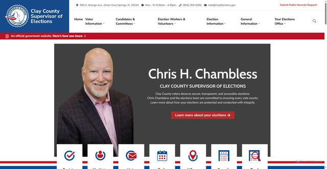 Security scan screenshot of https://clayelections.gov/