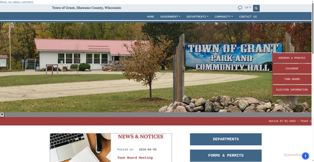 Security scan screenshot of https://townofgrantshawanowi.gov/