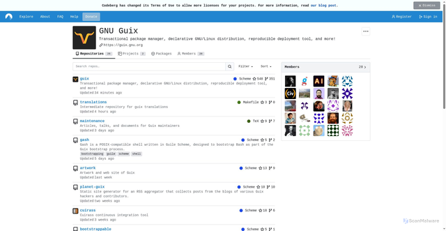 Security scan screenshot of https://git.guix.gnu.org