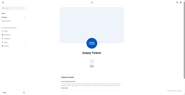 Security scan screenshot of http://ezipaytickets.com/