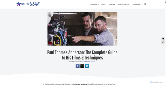 Security scan screenshot of https://indiefilmhustle.com/paul-thomas-anderson-the-complete-guide-to-his-films-techniques/