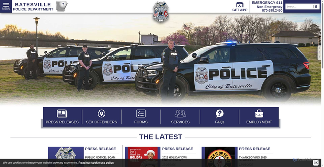 Security scan screenshot of https://www.batesvillepolicear.gov/