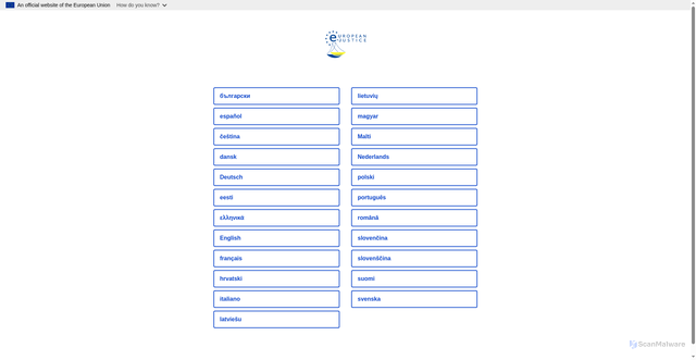 Security scan screenshot of https://e-justice.europa.eu/