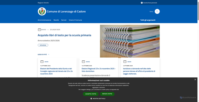 Security scan screenshot of https://www.comune.lorenzagodicadore.bl.it/it