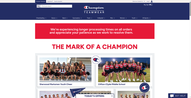 Security scan screenshot of https://championteamwear.com