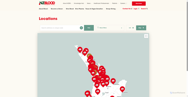 Security scan screenshot of https://www.nzblood.co.nz/booking