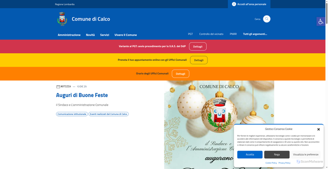 Security scan screenshot of https://comune.calco.lc.it/