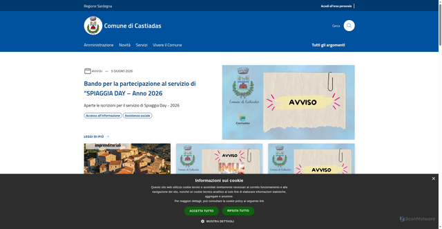 Security scan screenshot of https://www.comune.castiadas.su.it
