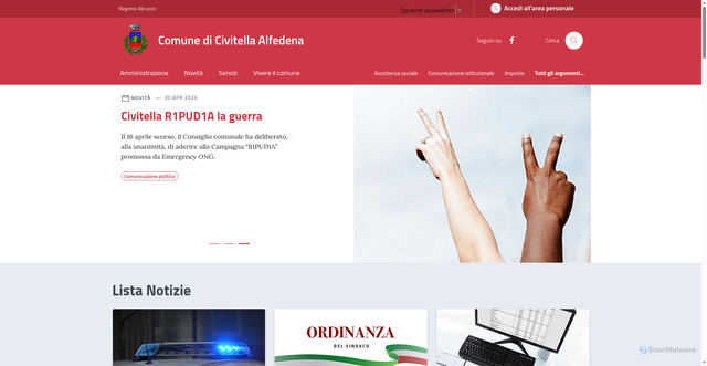 Security scan screenshot of https://www.comune.civitellaalfedena.aq.it